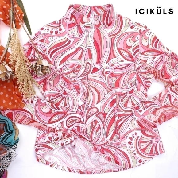 ICIKÜLS Knit Golf Tennis Exercise Top Open Mesh ½ Sleeve  Sz XL - Picture 15 of 16